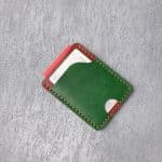 cartera portatil cuero verde credenciales